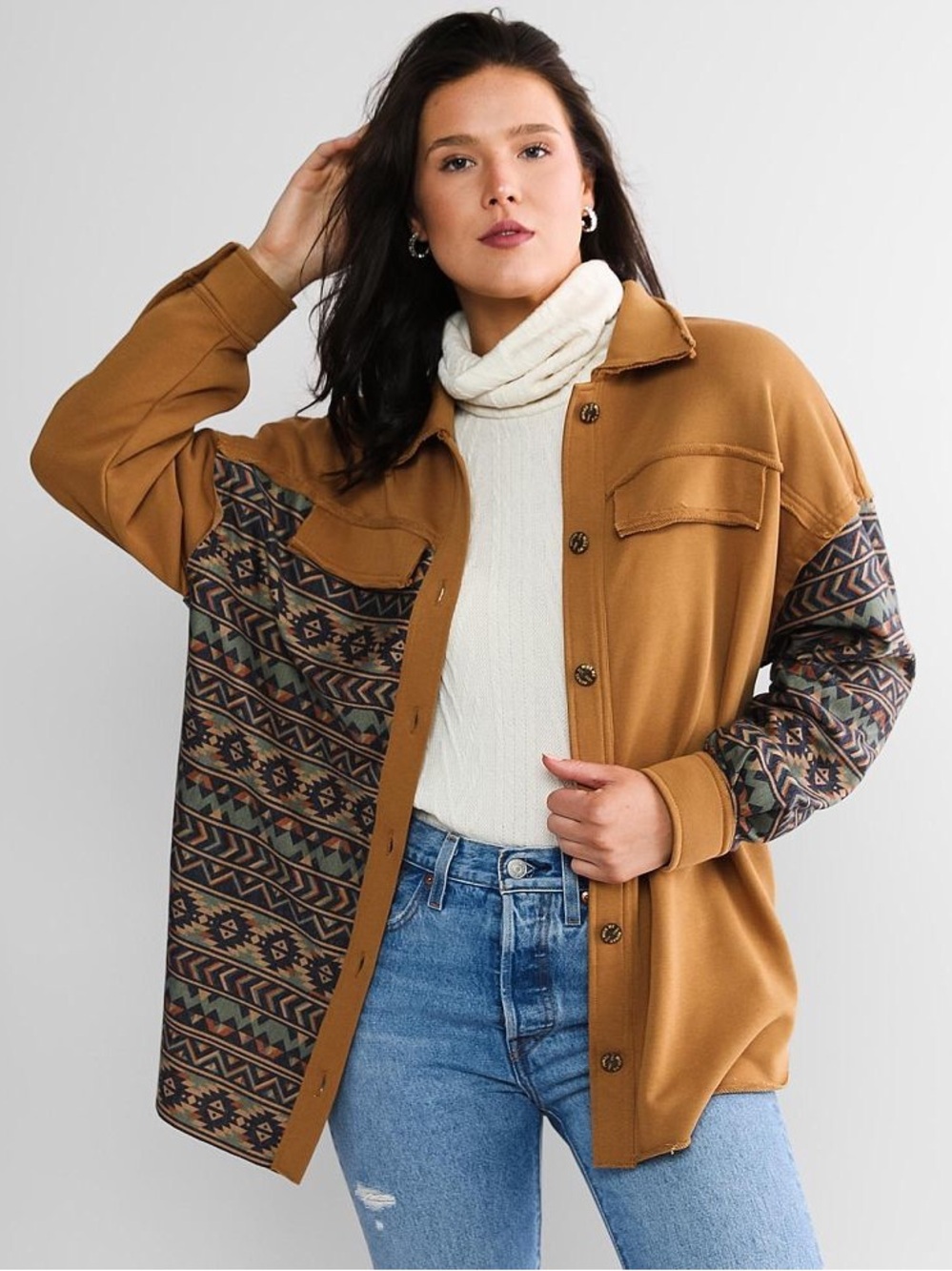 Miss Me Southwestern Aztec Shacket Oversized Large